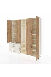 Hyperion Dolap 14 Raflı 4 Çekmeceli Tek Askılı 220x44x243 - S553M048V01B