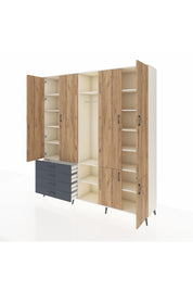 Hyperion Dolap 14 Raflı 4 Çekmeceli Tek Askılı 220x44x243 - S553M048V02B