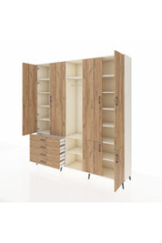 Hyperion Dolap 14 Raflı 4 Çekmeceli Tek Askılı 220x44x243 - S553M048V03B