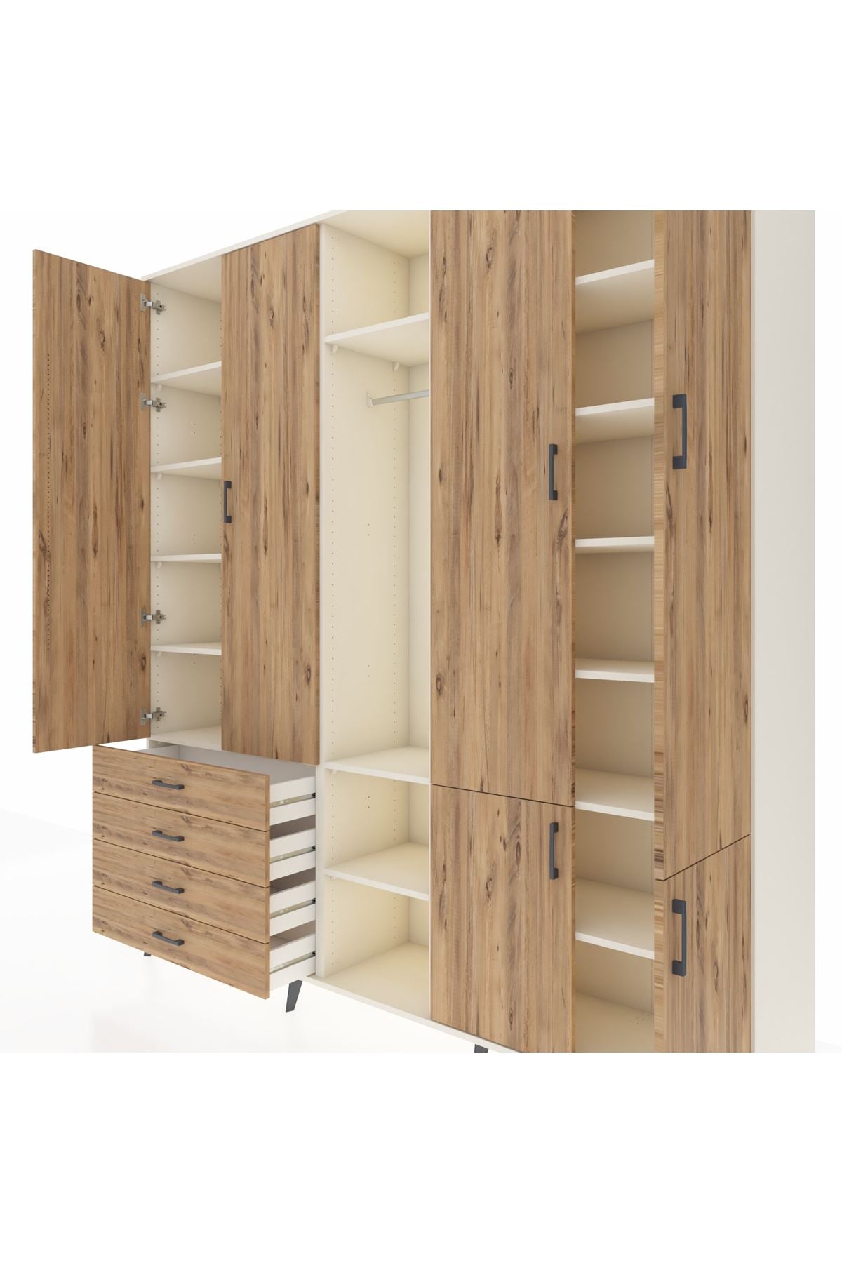 Hyperion Dolap 14 Raflı 4 Çekmeceli Tek Askılı 220x44x243 - S553M048V03B