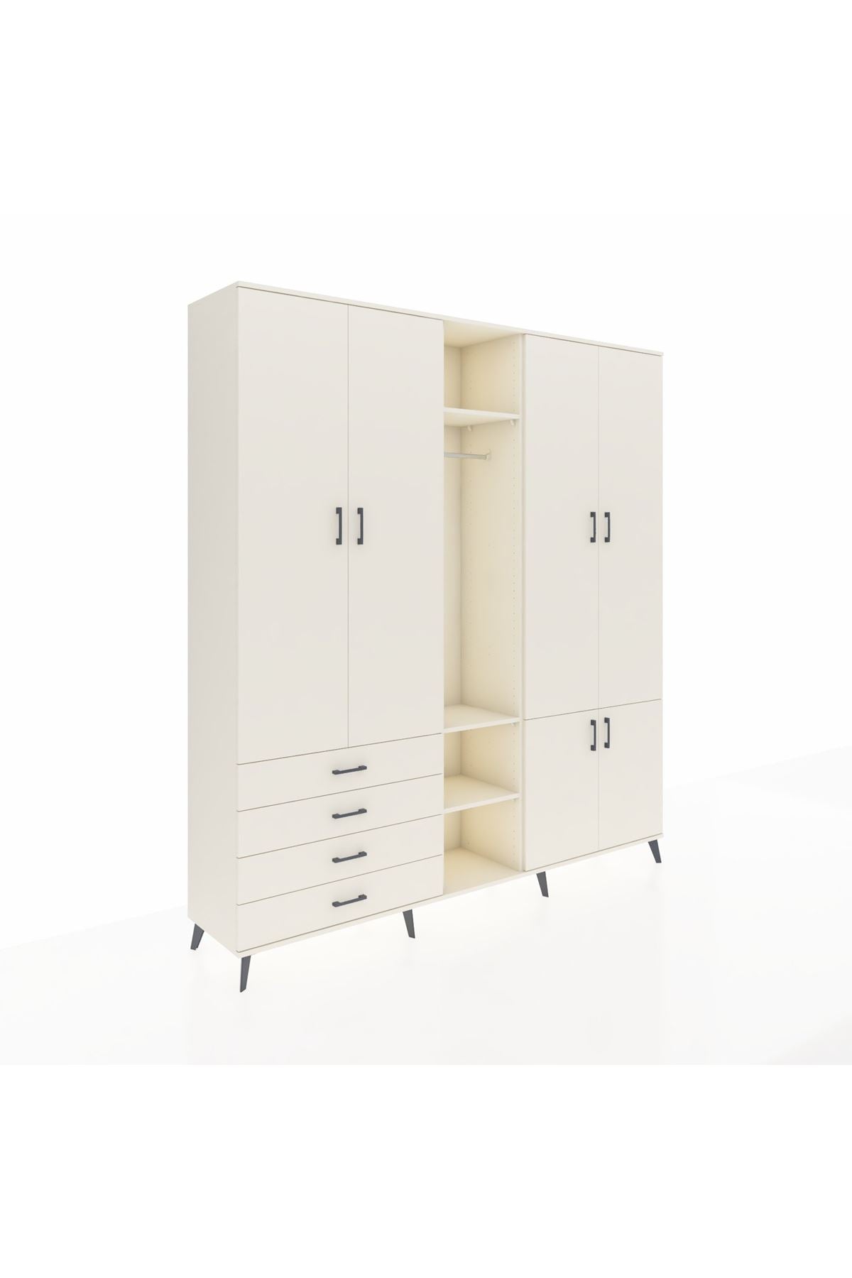 Hyperion Dolap 14 Raflı 4 Çekmeceli Tek Askılı 220x44x243 - S553M048V04B