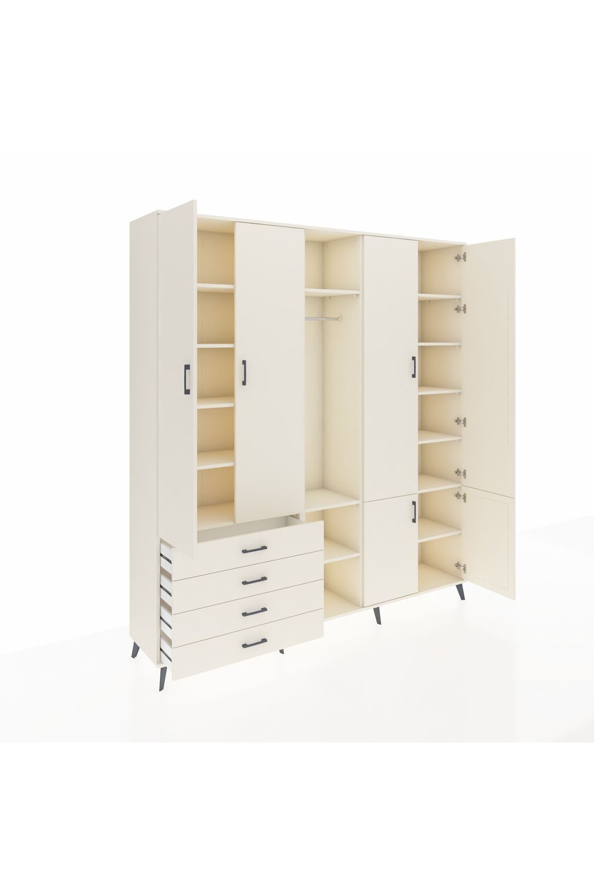 Hyperion Dolap 14 Raflı 4 Çekmeceli Tek Askılı 220x44x243 - S553M048V04B