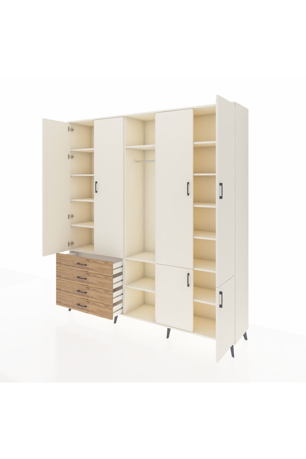 Hyperion Dolap 14 Raflı 4 Çekmeceli Tek Askılı 220x44x243 - S553M048V06B