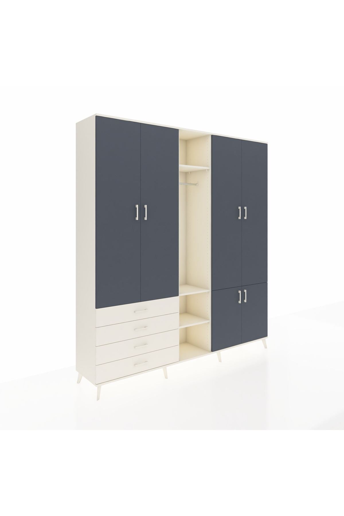 Hyperion Dolap 14 Raflı 4 Çekmeceli Tek Askılı 220x44x243 - S553M048V07B