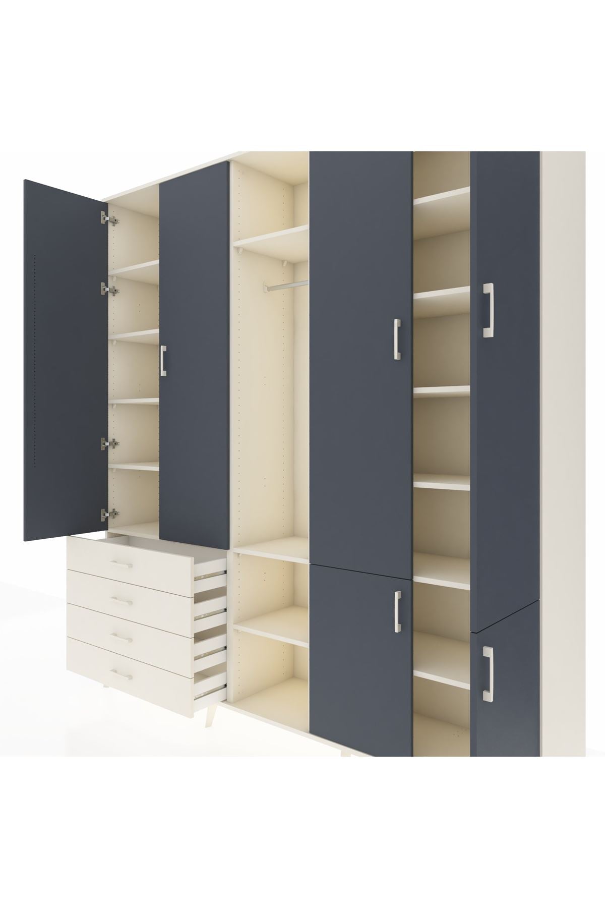 Hyperion Dolap 14 Raflı 4 Çekmeceli Tek Askılı 220x44x243 - S553M048V07B