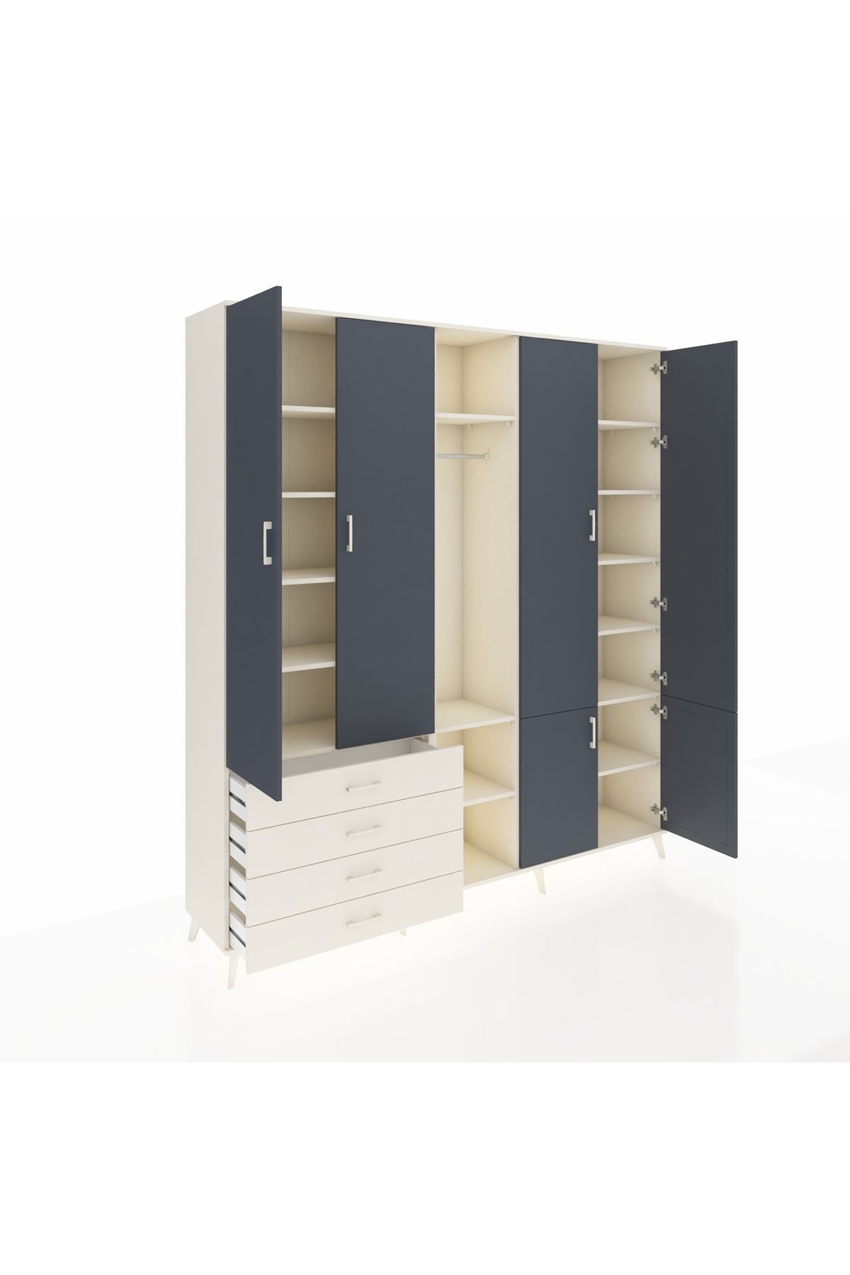 Hyperion Dolap 14 Raflı 4 Çekmeceli Tek Askılı 220x44x243 - S553M048V07B