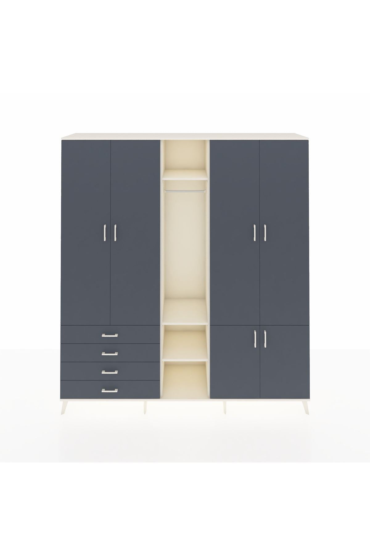 Hyperion Dolap 14 Raflı 4 Çekmeceli Tek Askılı 220x44x243 - S553M048V08B