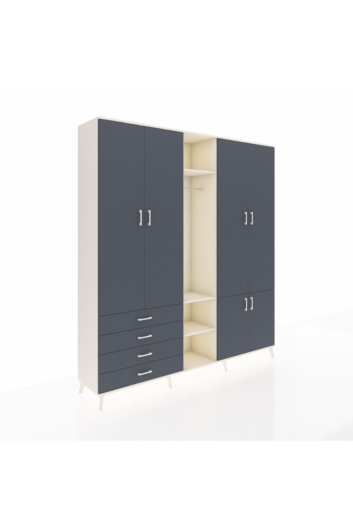 Hyperion Dolap 14 Raflı 4 Çekmeceli Tek Askılı 220x44x243 - S553M048V08B