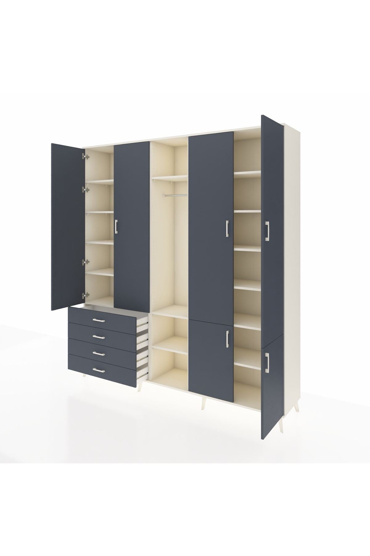 Hyperion Dolap 14 Raflı 4 Çekmeceli Tek Askılı 220x44x243 - S553M048V08B