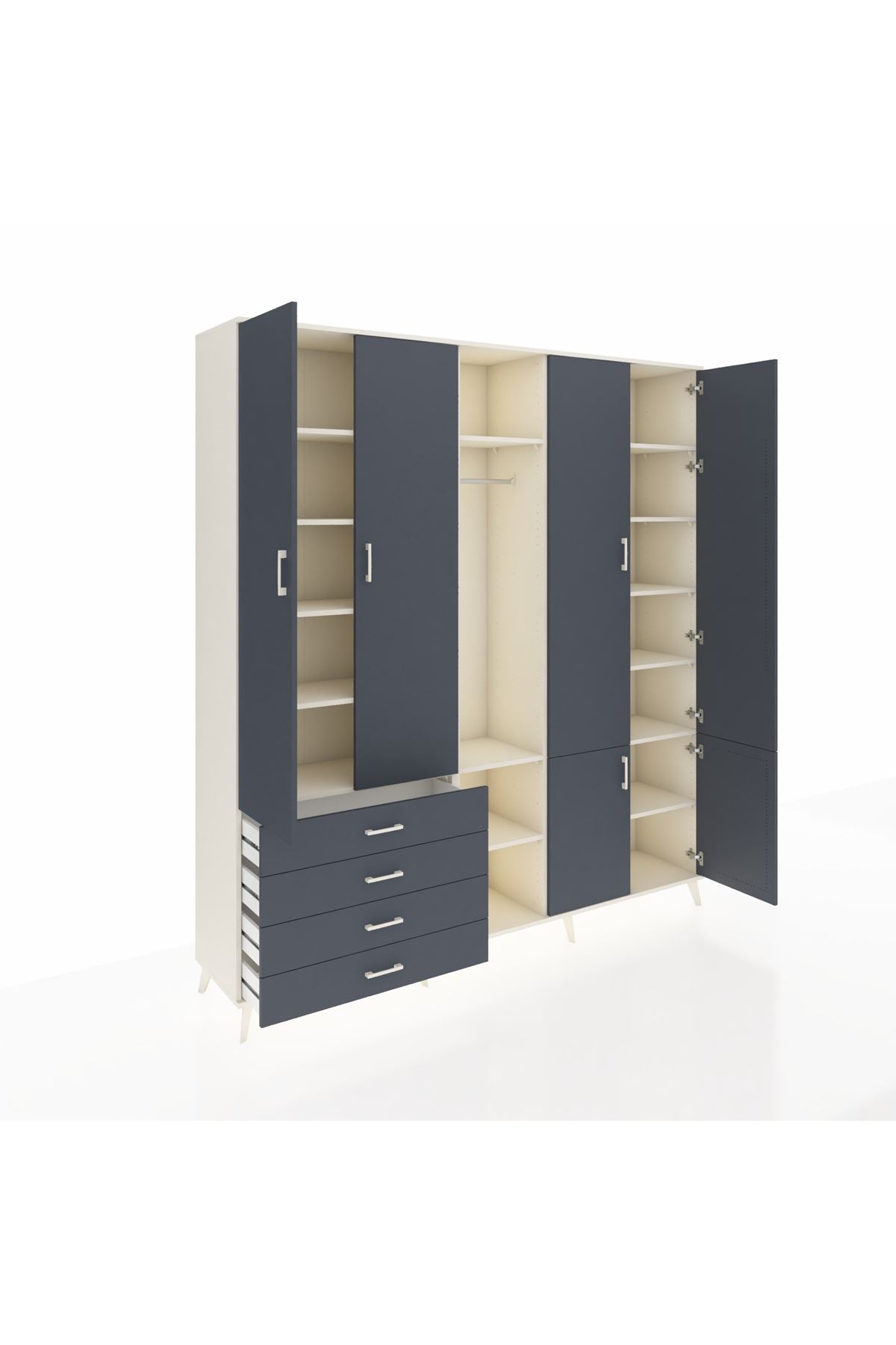 Hyperion Dolap 14 Raflı 4 Çekmeceli Tek Askılı 220x44x243 - S553M048V08B