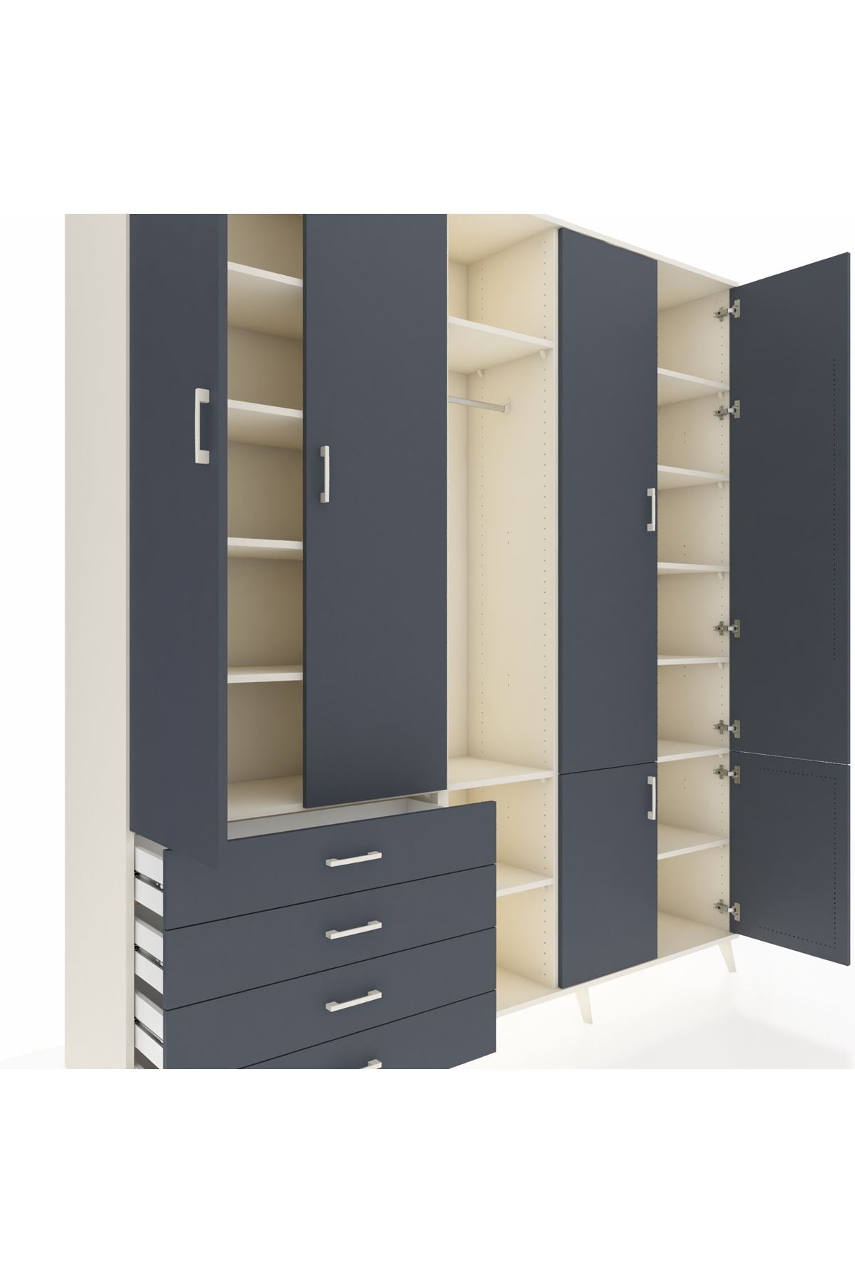 Hyperion Dolap 14 Raflı 4 Çekmeceli Tek Askılı 220x44x243 - S553M048V08B