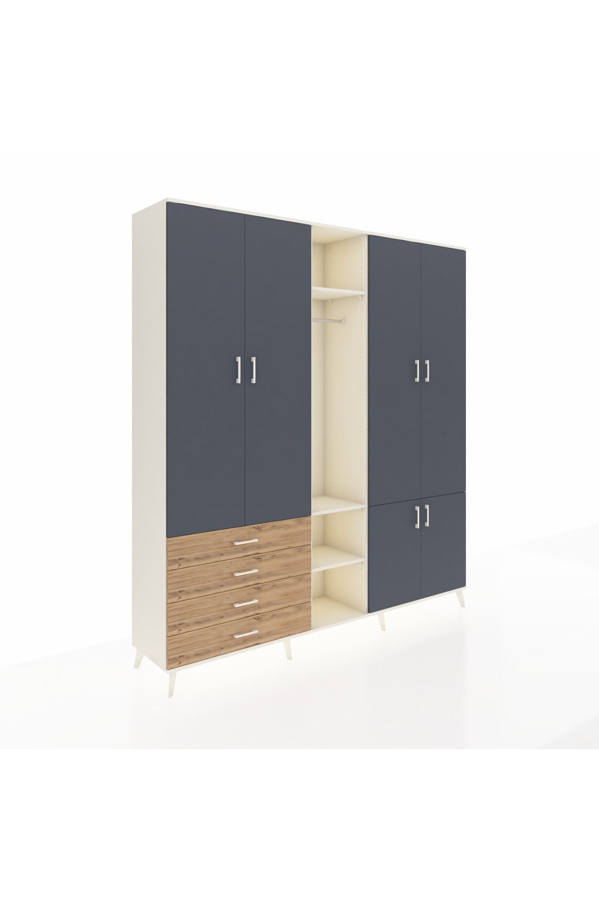 Hyperion Dolap 14 Raflı 4 Çekmeceli Tek Askılı 220x44x243 - S553M048V09B