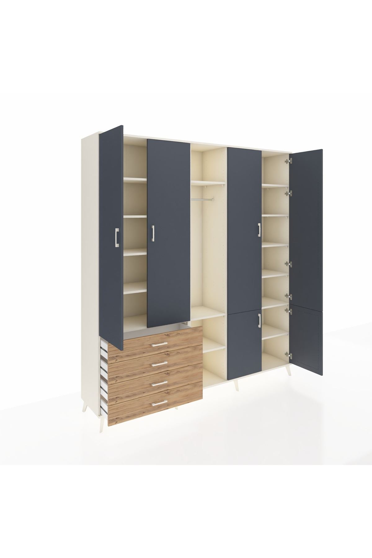 Hyperion Dolap 14 Raflı 4 Çekmeceli Tek Askılı 220x44x243 - S553M048V09B