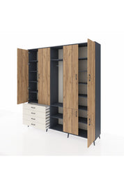 Hyperion Dolap 14 Raflı 4 Çekmeceli Tek Askılı 220x44x243 - S553M048V10B