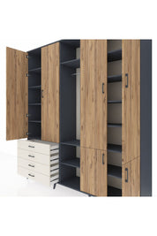 Hyperion Dolap 14 Raflı 4 Çekmeceli Tek Askılı 220x44x243 - S553M048V10B