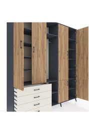 Hyperion Dolap 14 Raflı 4 Çekmeceli Tek Askılı 220x44x243 - S553M048V10B