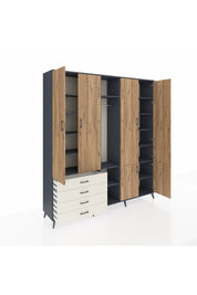 Hyperion Dolap 14 Raflı 4 Çekmeceli Tek Askılı 220x44x243 - S553M048V10B