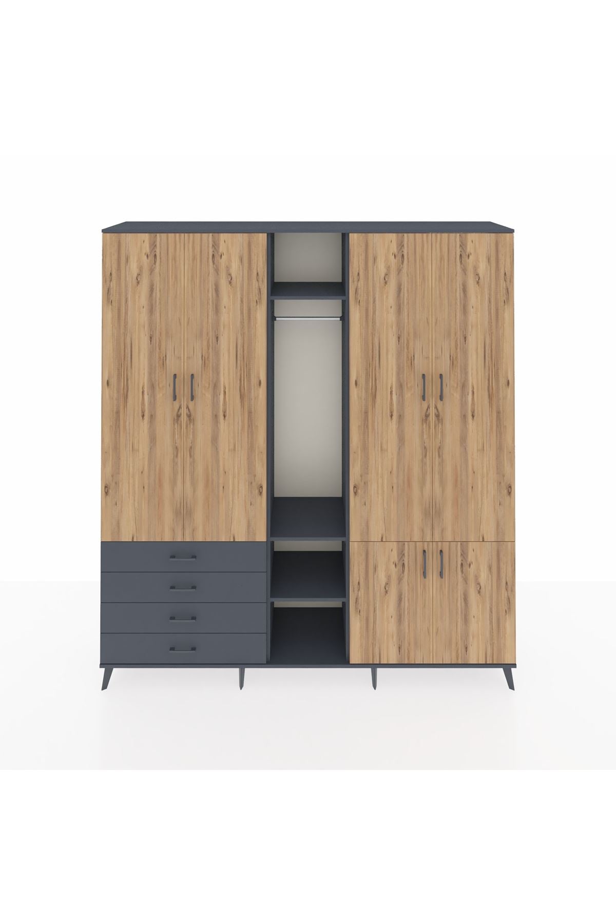 Hyperion Dolap 14 Raflı 4 Çekmeceli Tek Askılı 220x44x243 - S553M048V11B