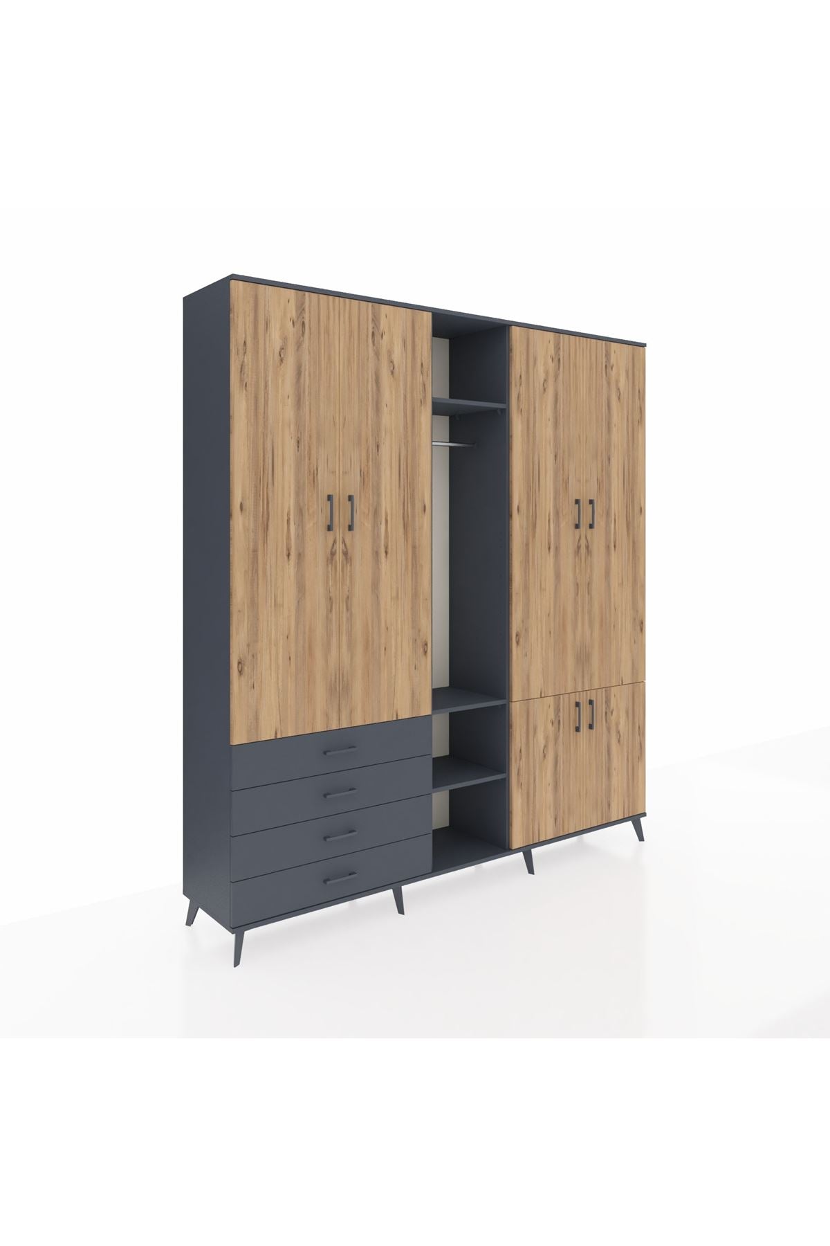 Hyperion Dolap 14 Raflı 4 Çekmeceli Tek Askılı 220x44x243 - S553M048V11B