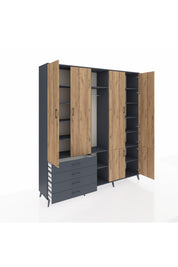 Hyperion Dolap 14 Raflı 4 Çekmeceli Tek Askılı 220x44x243 - S553M048V11B