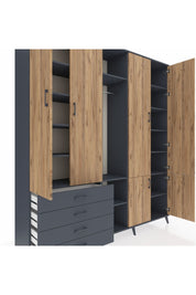 Hyperion Dolap 14 Raflı 4 Çekmeceli Tek Askılı 220x44x243 - S553M048V11B