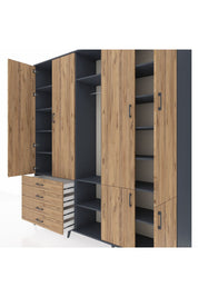 Hyperion Dolap 14 Raflı 4 Çekmeceli Tek Askılı 220x44x243 - S553M048V12B