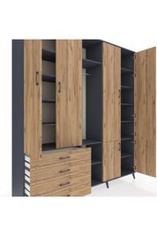 Hyperion Dolap 14 Raflı 4 Çekmeceli Tek Askılı 220x44x243 - S553M048V12B