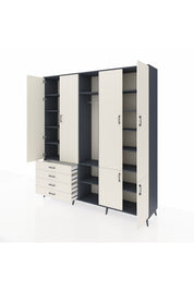 Hyperion Dolap 14 Raflı 4 Çekmeceli Tek Askılı 220x44x243 - S553M048V13B