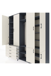 Hyperion Dolap 14 Raflı 4 Çekmeceli Tek Askılı 220x44x243 - S553M048V13B