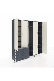 Hyperion Dolap 14 Raflı 4 Çekmeceli Tek Askılı 220x44x243 - S553M048V14B