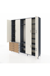 Hyperion Dolap 14 Raflı 4 Çekmeceli Tek Askılı 220x44x243 - S553M048V15B