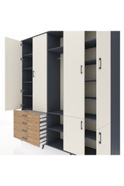 Hyperion Dolap 14 Raflı 4 Çekmeceli Tek Askılı 220x44x243 - S553M048V15B