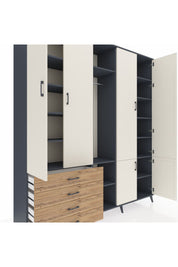 Hyperion Dolap 14 Raflı 4 Çekmeceli Tek Askılı 220x44x243 - S553M048V15B