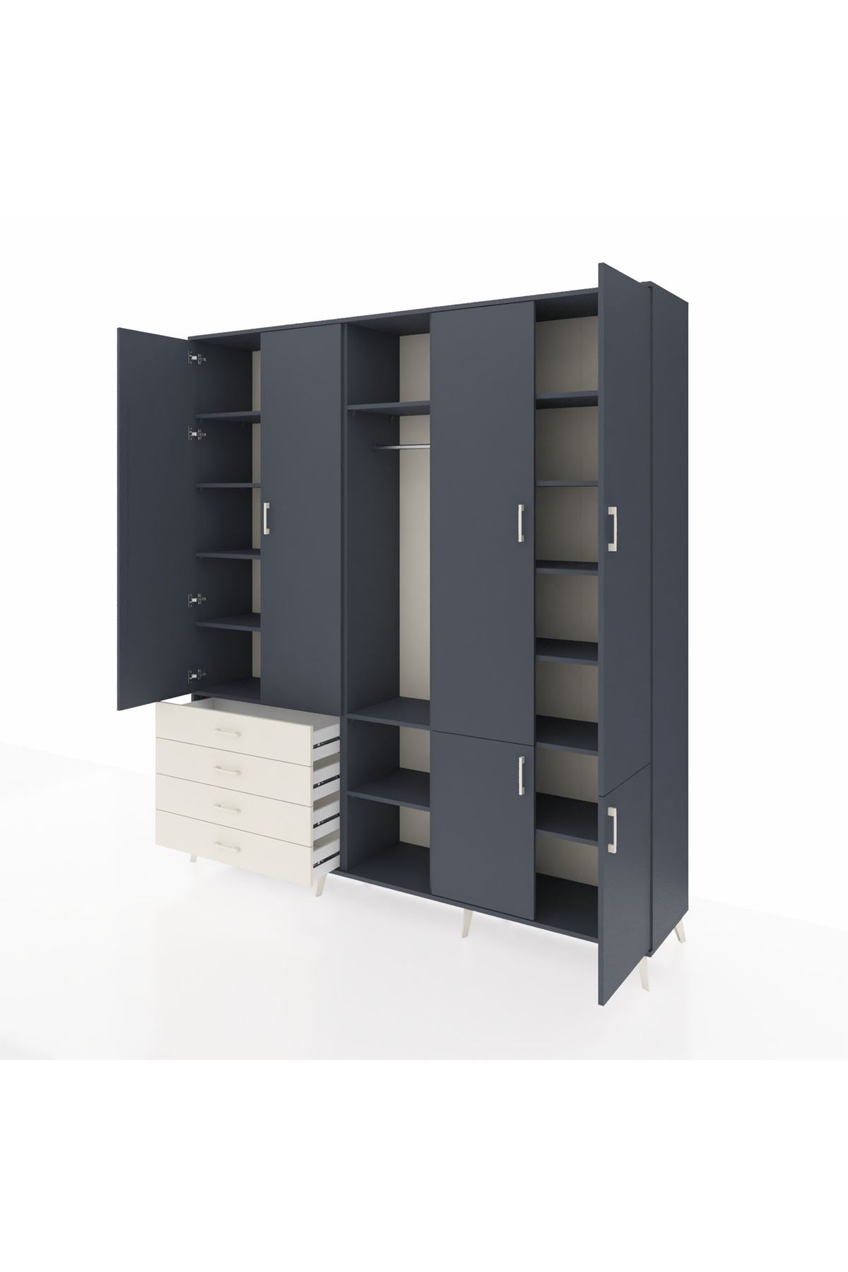 Hyperion Dolap 14 Raflı 4 Çekmeceli Tek Askılı 220x44x243 - S553M048V16B