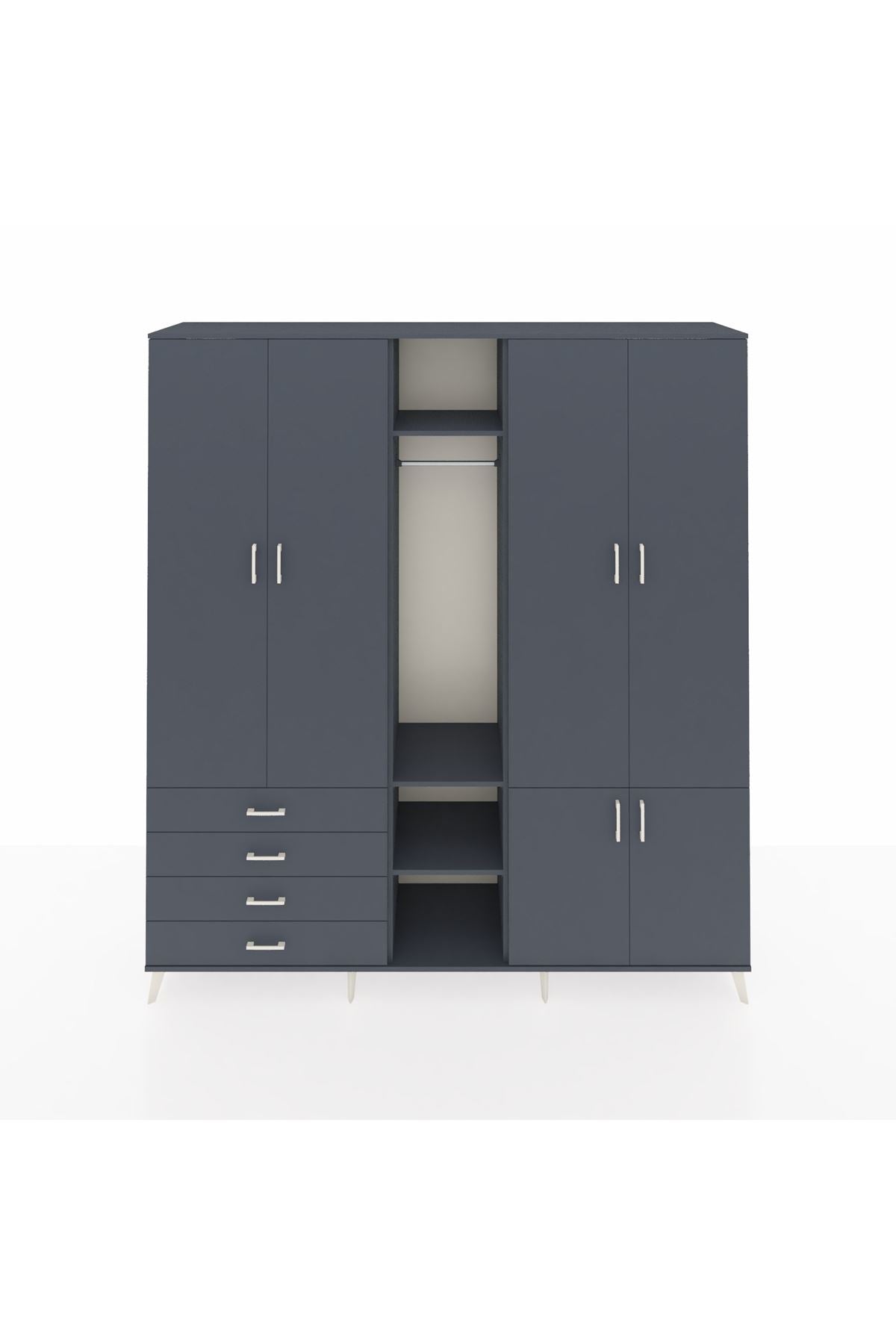 Hyperion Dolap 14 Raflı 4 Çekmeceli Tek Askılı 220x44x243 - S553M048V17B