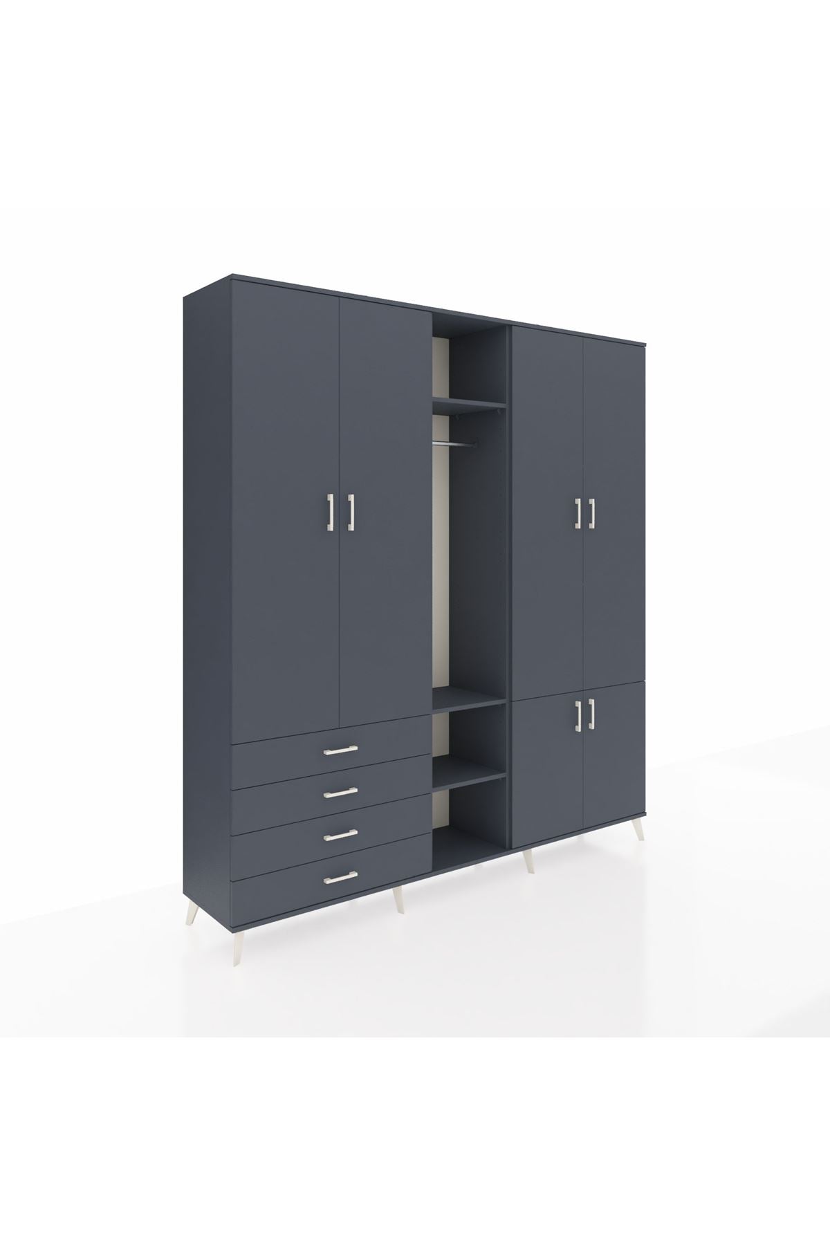 Hyperion Dolap 14 Raflı 4 Çekmeceli Tek Askılı 220x44x243 - S553M048V17B