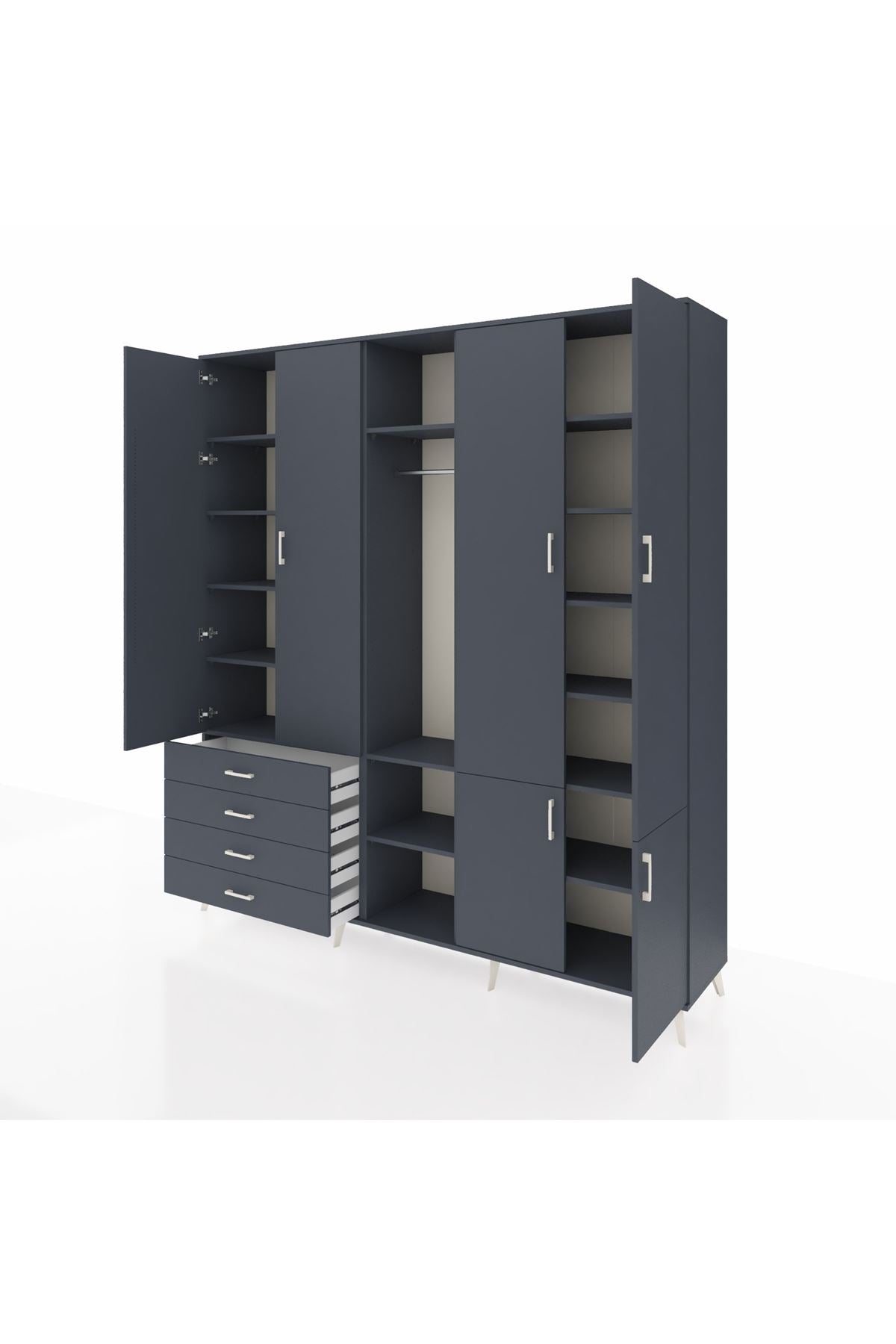 Hyperion Dolap 14 Raflı 4 Çekmeceli Tek Askılı 220x44x243 - S553M048V17B