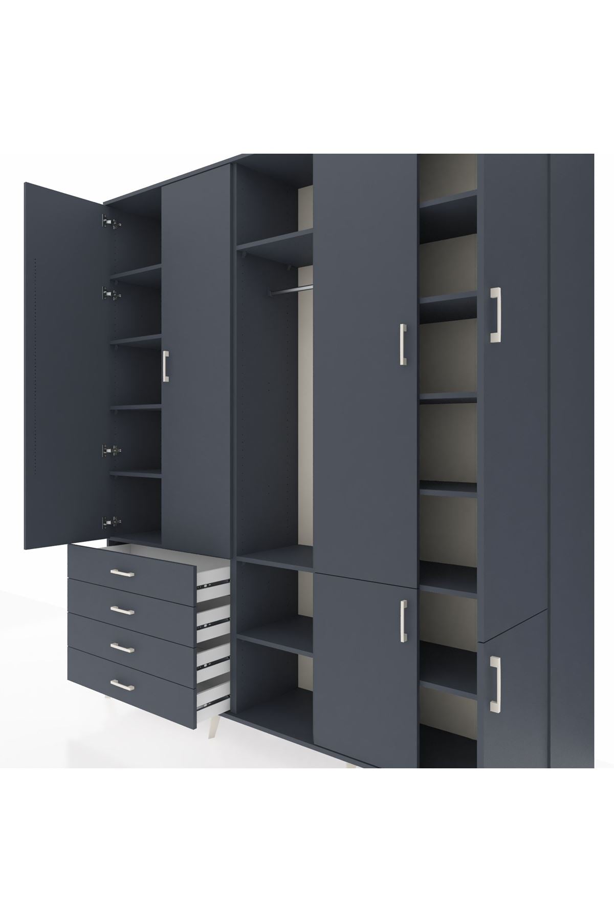 Hyperion Dolap 14 Raflı 4 Çekmeceli Tek Askılı 220x44x243 - S553M048V17B