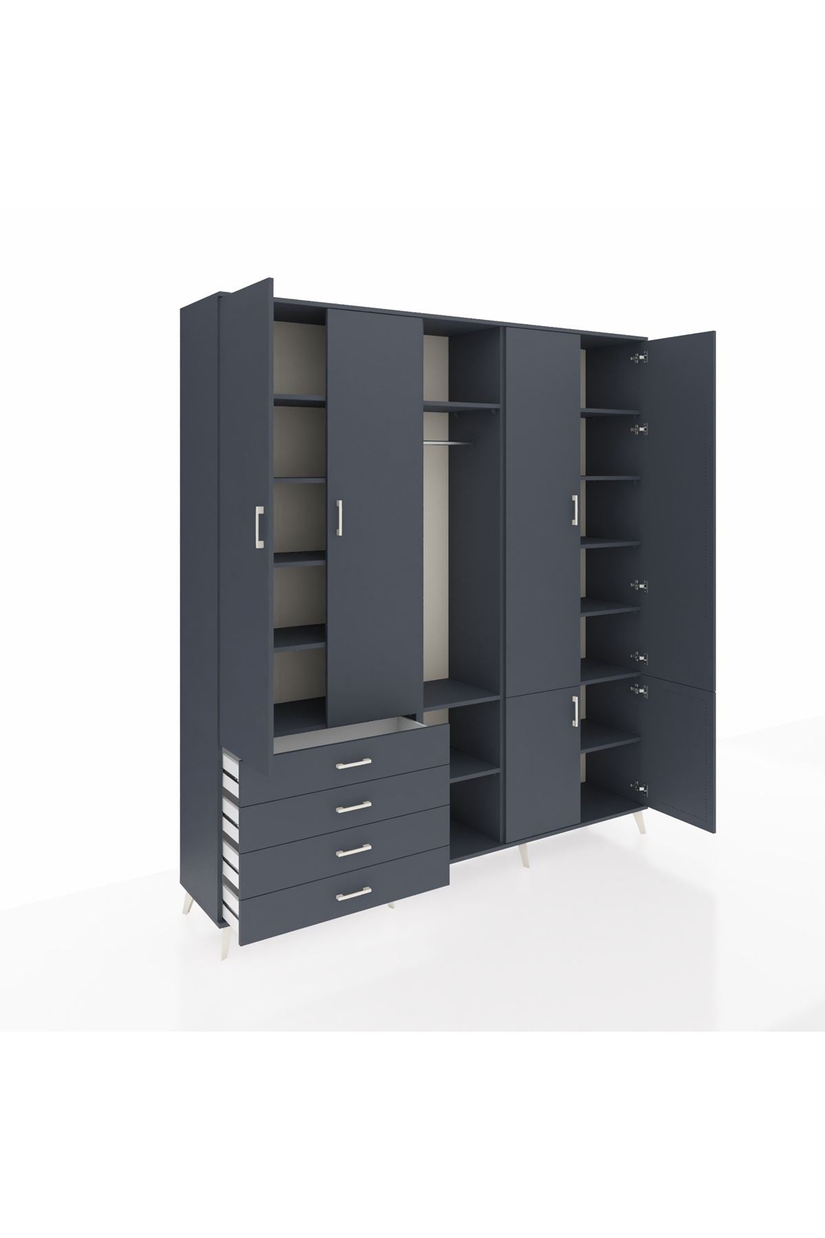 Hyperion Dolap 14 Raflı 4 Çekmeceli Tek Askılı 220x44x243 - S553M048V17B