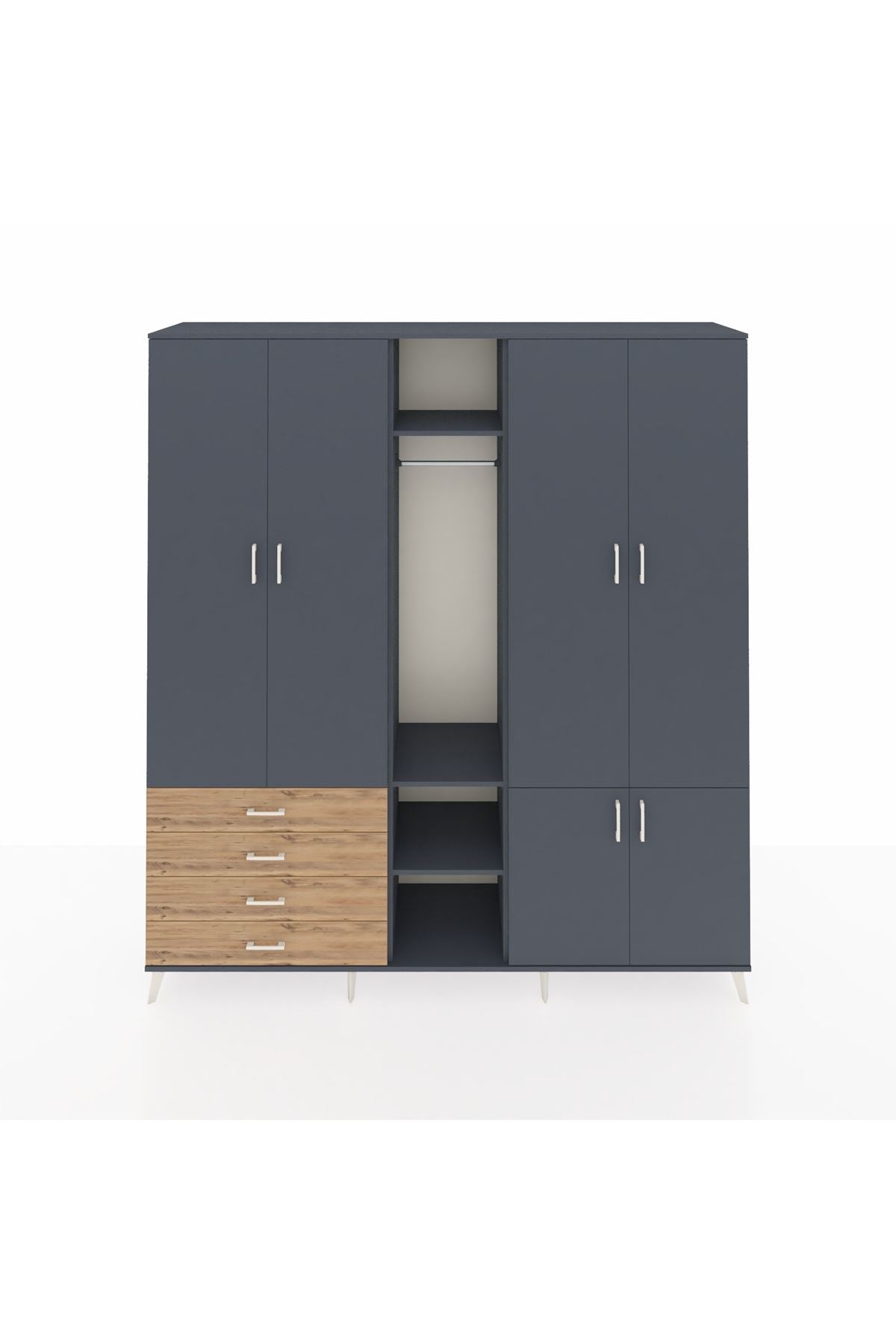 Hyperion Dolap 14 Raflı 4 Çekmeceli Tek Askılı 220x44x243 - S553M048V18B