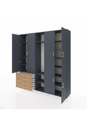 Hyperion Dolap 14 Raflı 4 Çekmeceli Tek Askılı 220x44x243 - S553M048V18B