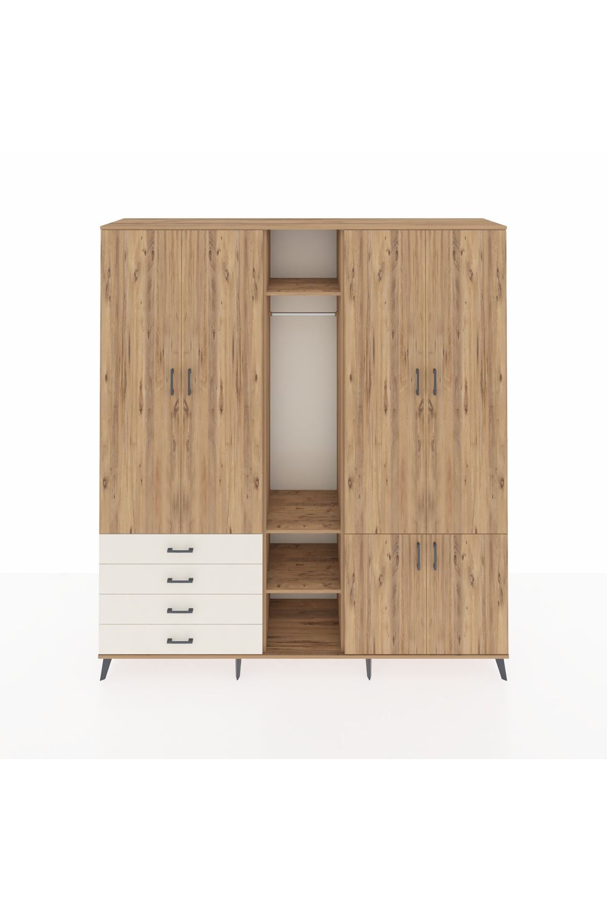 Hyperion Dolap 14 Raflı 4 Çekmeceli Tek Askılı 220x44x243 - S553M048V19B