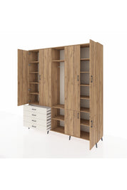 Hyperion Dolap 14 Raflı 4 Çekmeceli Tek Askılı 220x44x243 - S553M048V19B