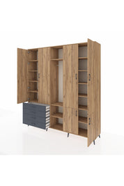 Hyperion Dolap 14 Raflı 4 Çekmeceli Tek Askılı 220x44x243 - S553M048V20B