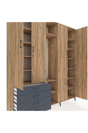 Hyperion Dolap 14 Raflı 4 Çekmeceli Tek Askılı 220x44x243 - S553M048V20B