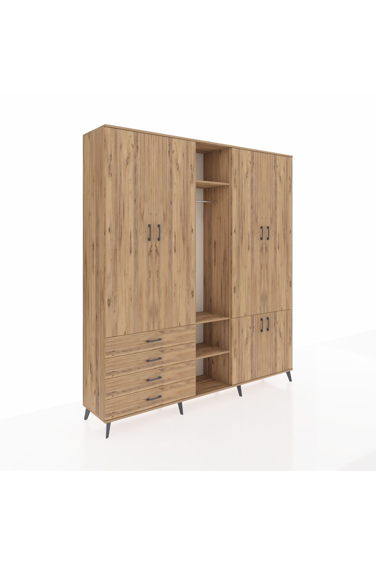 Hyperion Dolap 14 Raflı 4 Çekmeceli Tek Askılı 220x44x243 - S553M048V21B