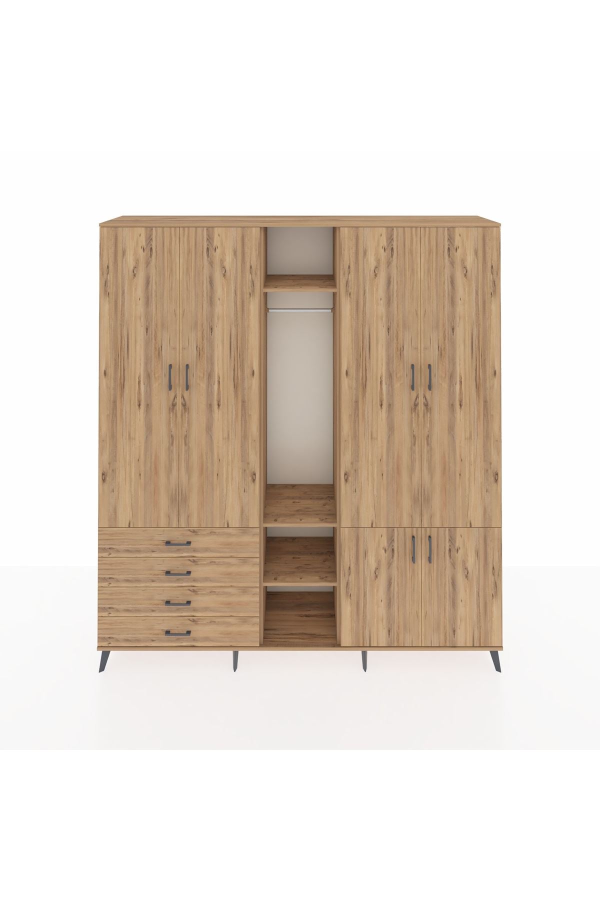 Hyperion Dolap 14 Raflı 4 Çekmeceli Tek Askılı 220x44x243 - S553M048V21B