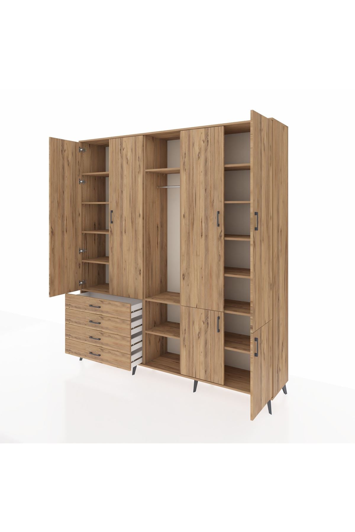 Hyperion Dolap 14 Raflı 4 Çekmeceli Tek Askılı 220x44x243 - S553M048V21B