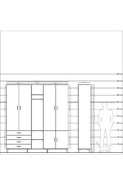 Hyperion Dolap 14 Raflı 4 Çekmeceli Tek Askılı 220x44x243 - S553M048V21B