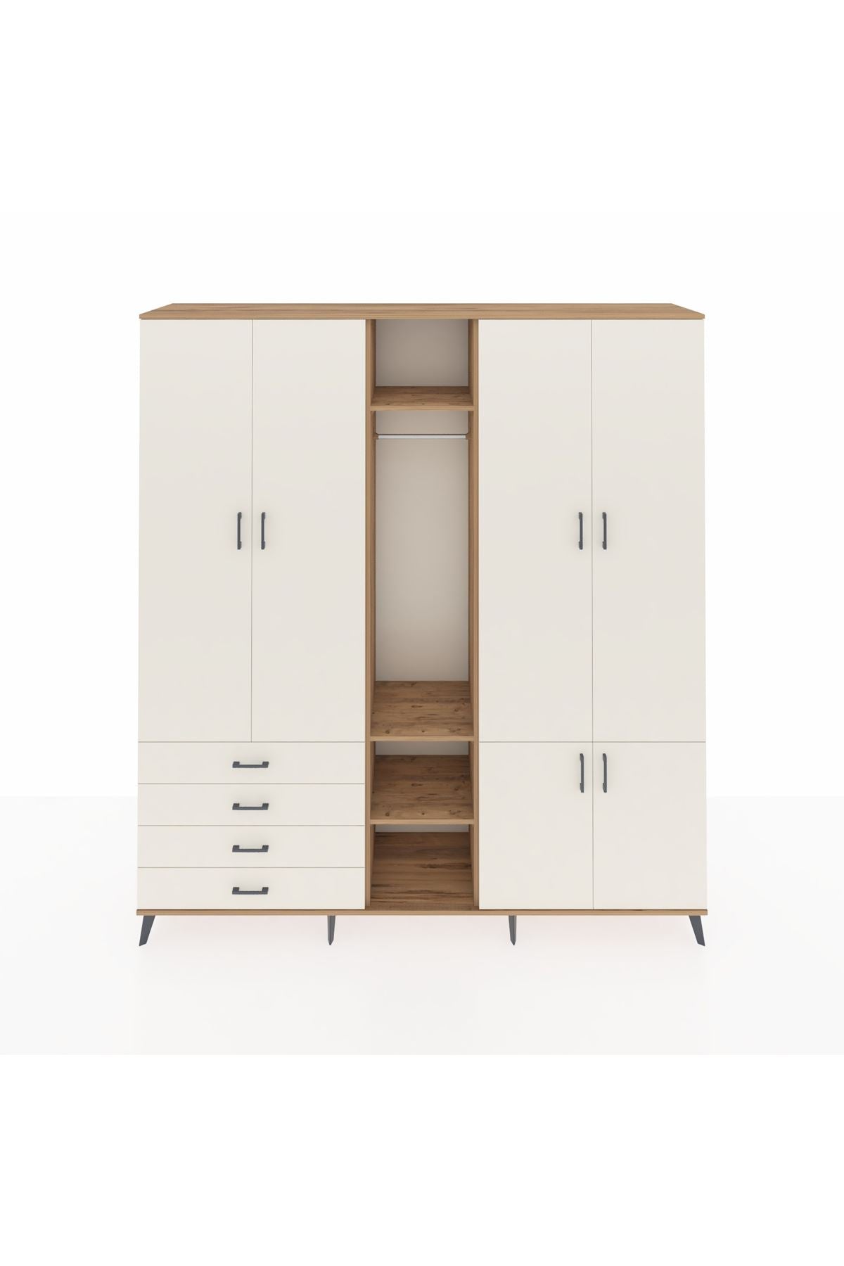 Hyperion Dolap 14 Raflı 4 Çekmeceli Tek Askılı 220x44x243 - S553M048V22B